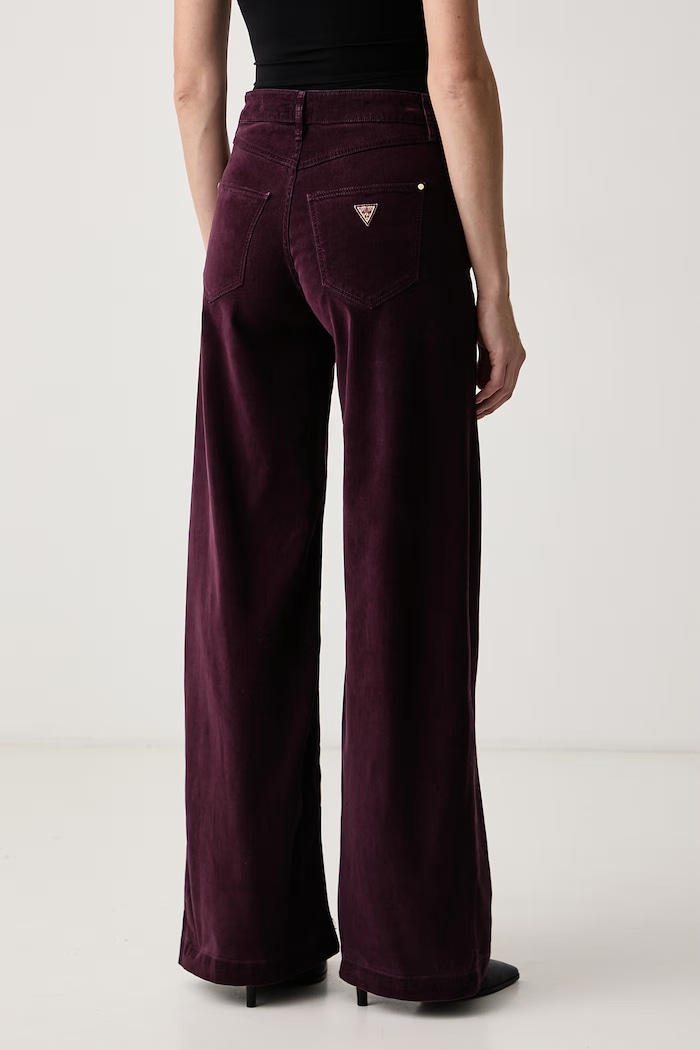 Oblečenie Guess Rifle wide leg dámske BELLAGIO W6BA1C.W4354 burgundské