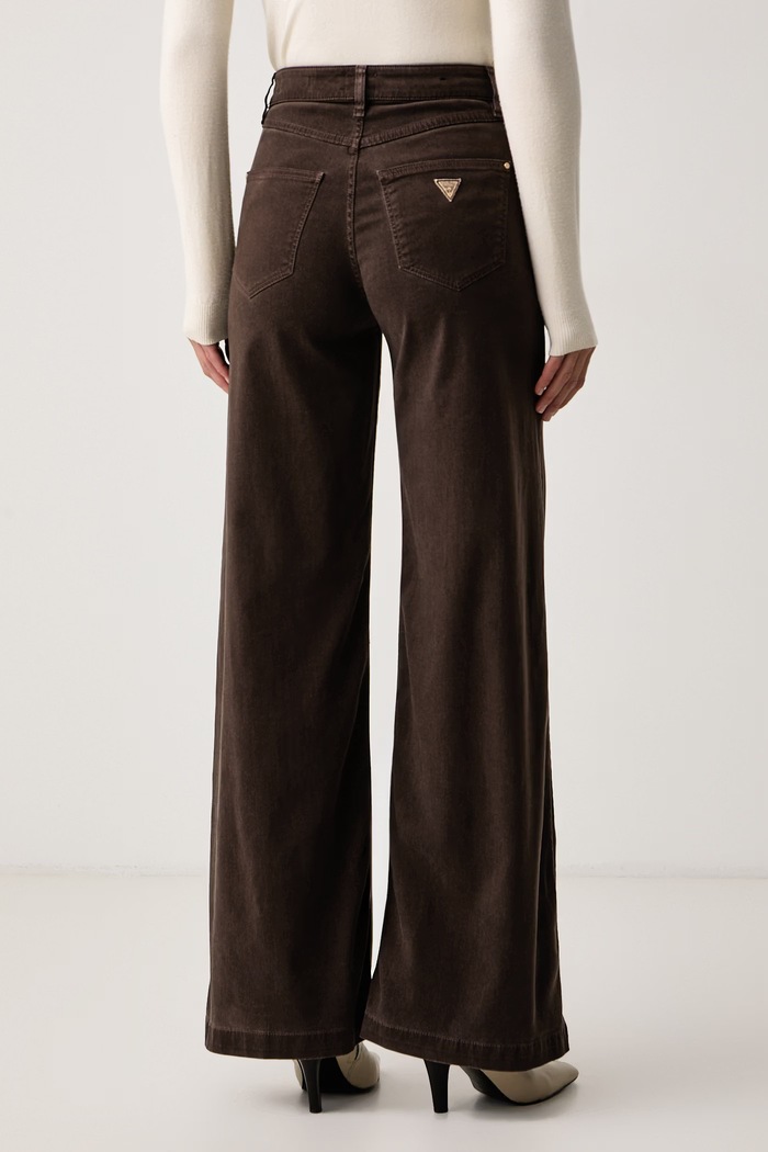 Odzież Guess Jeansy wide leg damskie BELLAGIO W6BA1C.W4354 brązowy
