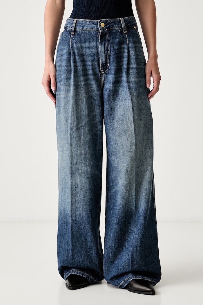 Tommy Hilfiger jeansy wide leg damskie niebieski WW0WW51041