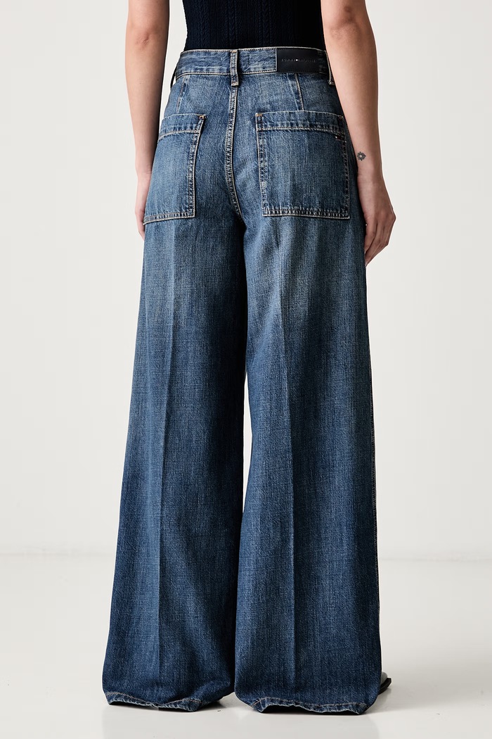 Odzież Tommy Hilfiger jeansy wide leg damskie WW0WW51041 niebieski
