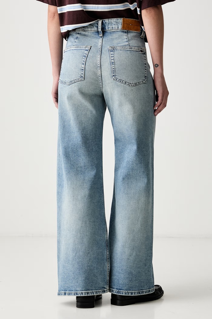 Oblečení Tommy Hilfiger wide leg džíny dámské WW0WW49970 modrá