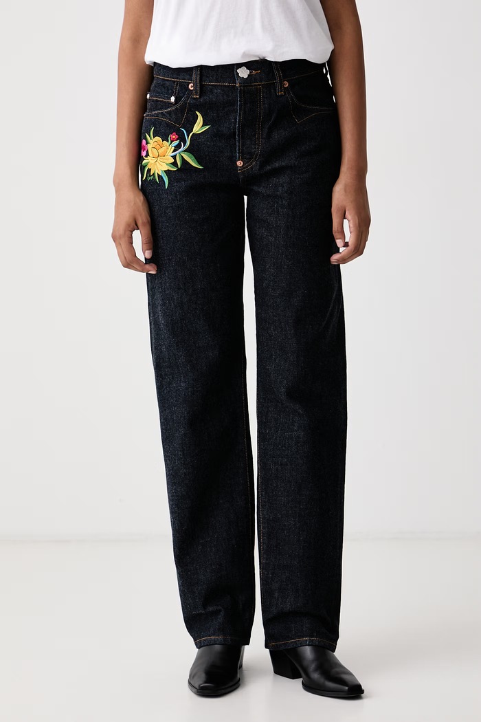 Kenzo Jeansy straight damskie granatowy FG62DP2426U1
