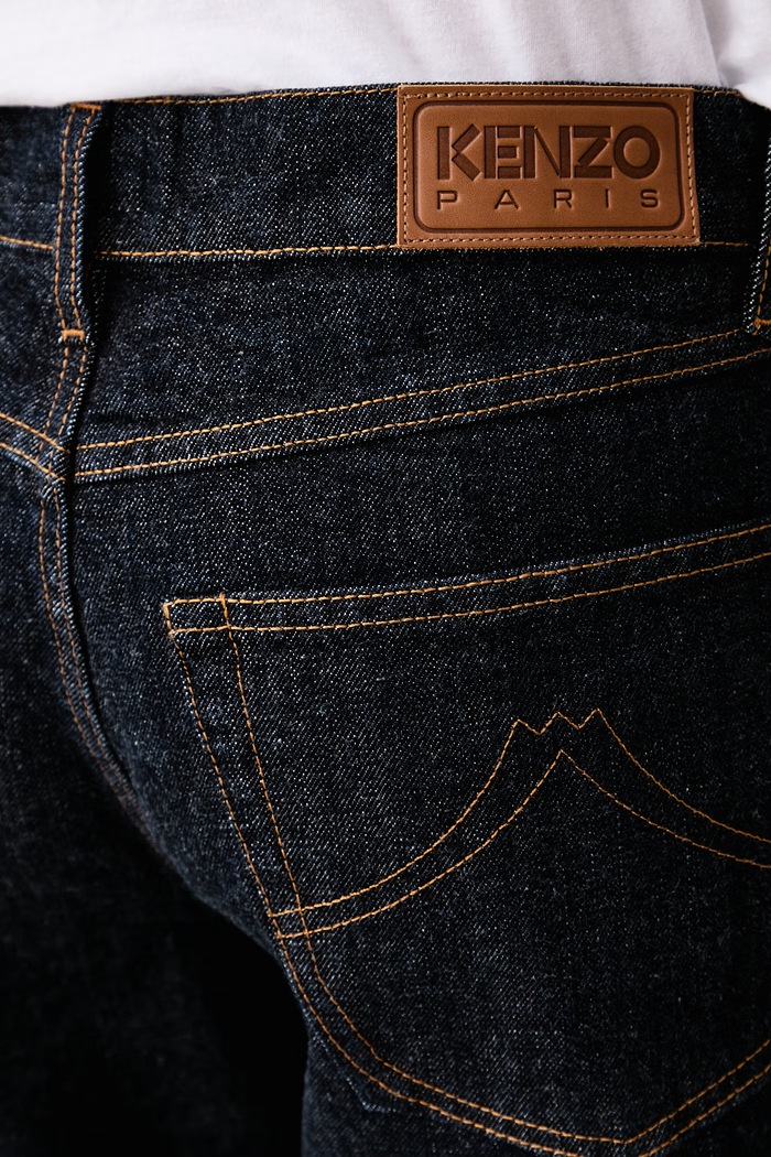 Jeansy straight damskie Kenzo FG62DP2426U1 granatowy