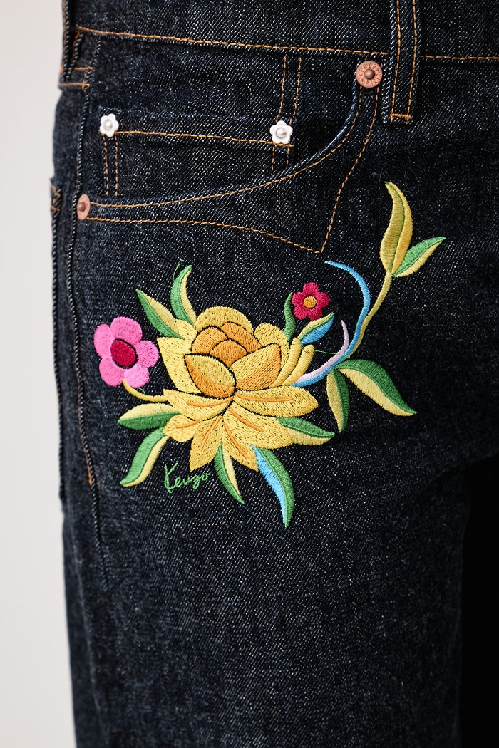 Jeansy straight damskie Kenzo granatowy FG62DP2426U1