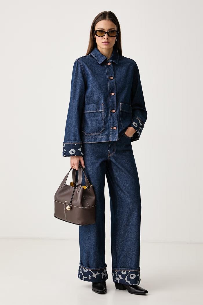 Marimekko Jeansy wide leg damskie 096033 granatowy AW26