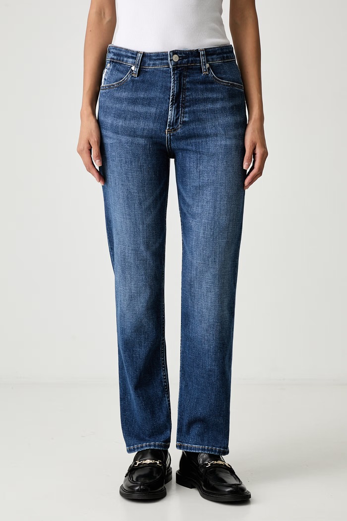 Marc O'Polo jeansy straight damskie granatowy 5000009769