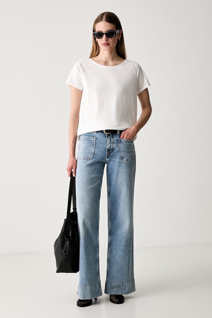 Marc O'Polo jeansy wide leg damskie 5000014457 niebieski AW26