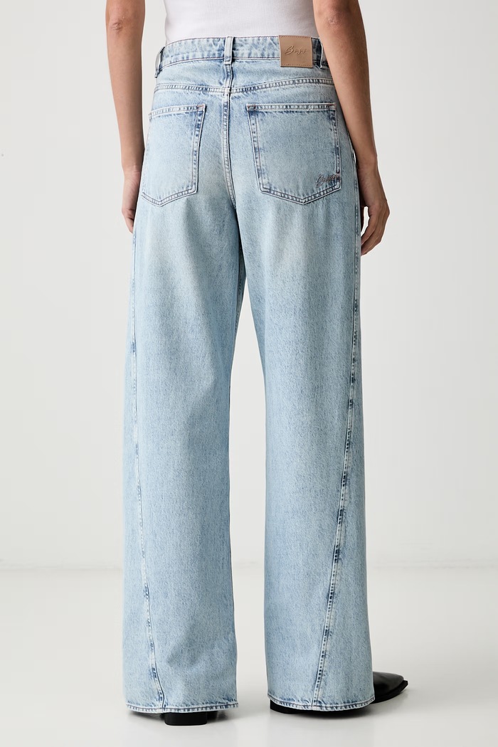 Odzież BOSS Orange jeansy wide leg damskie C_MARLENE SLIT HR 50564426 niebieski