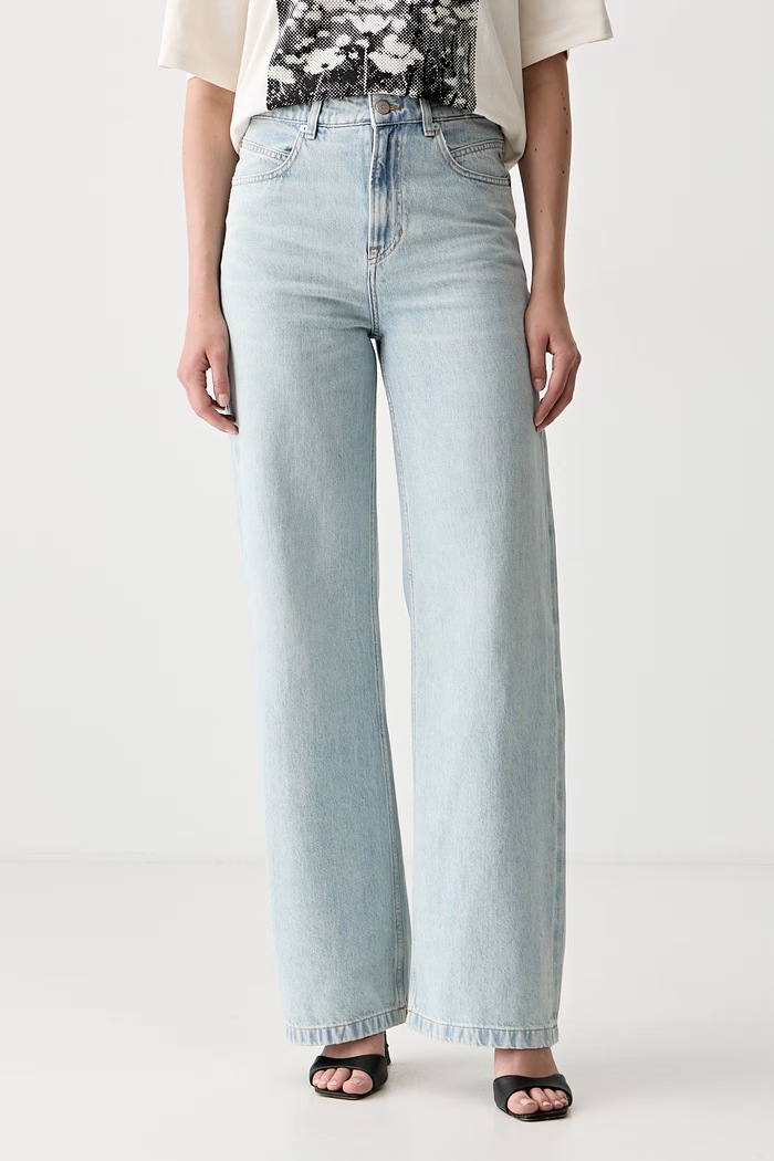BOSS Orange jeansy wide leg damskie C_MARLENE HR 12. niebieski 50564409