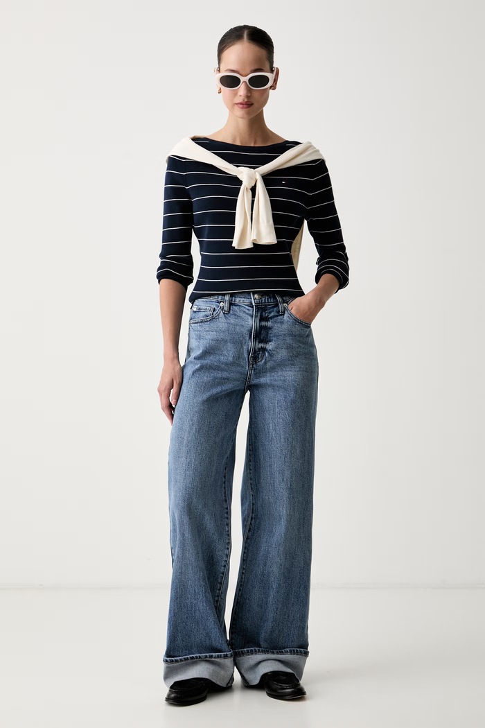 DKNY jeansy wide leg damskie DJ6M4254 niebieski AW26