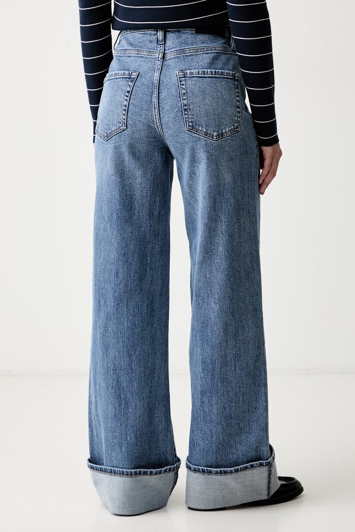 Odzież DKNY jeansy wide leg damskie DJ6M4254 niebieski