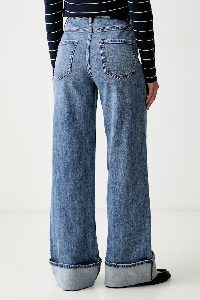 Odzież DKNY jeansy wide leg damskie DJ6M4254 niebieski