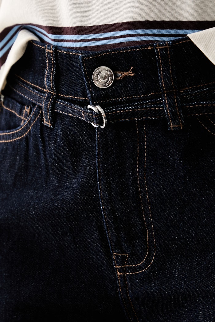 DKNY jeansy barrel damskie granatowy DJ5B4149