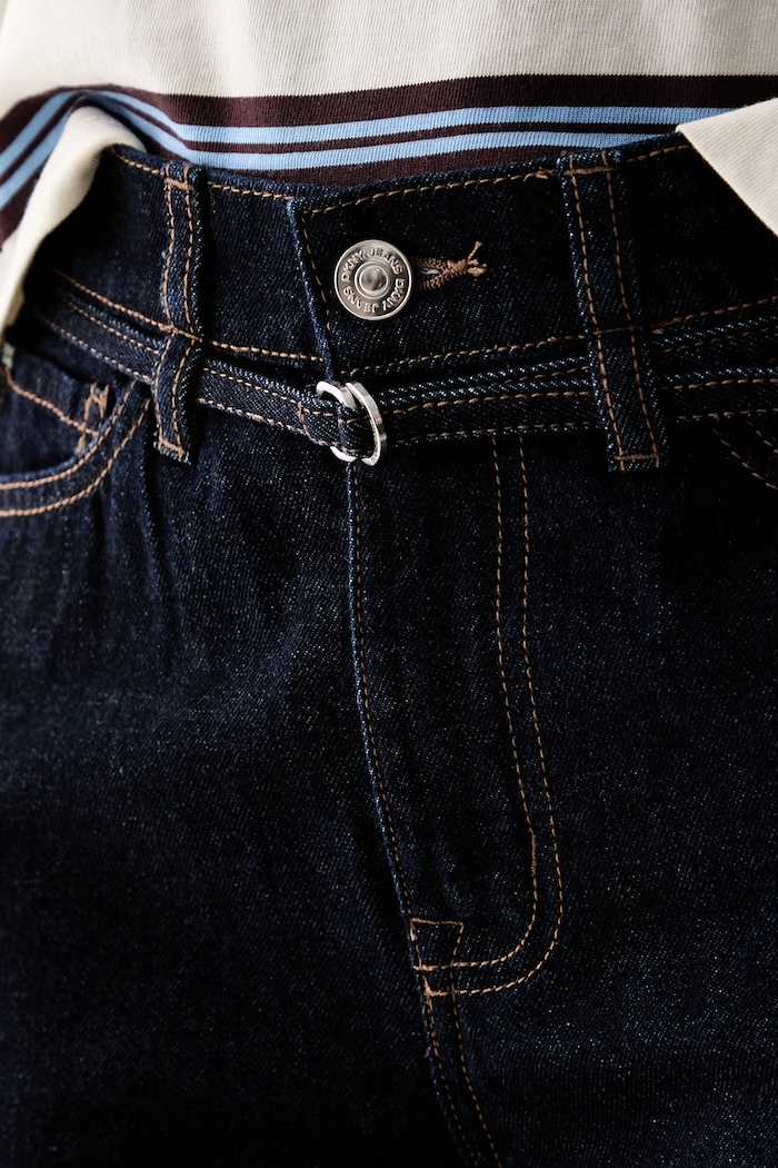 DKNY jeansy barrel damskie granatowy DJ5B4149
