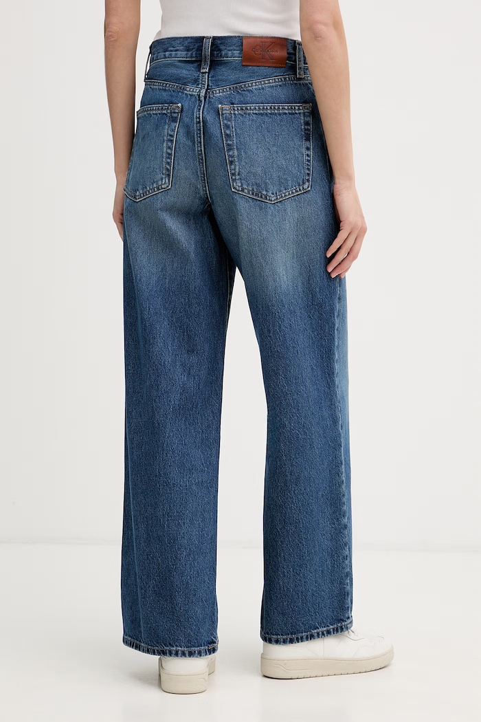 Îmbrăcăminte Calvin Klein Jeans blugi wide leg pentru femei LV047G928G albastru