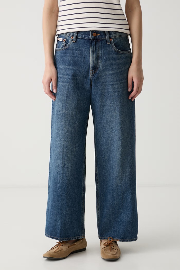 Calvin Klein Jeans kavbojke s širokimi hlačnicami ženske modra LV047G914G