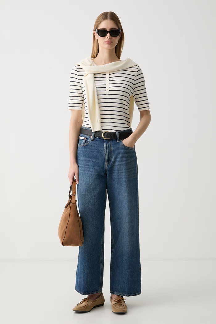 Calvin Klein Jeans kavbojke s širokimi hlačnicami ženske LV047G914G modra AW26