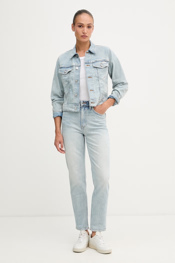 Calvin Klein Jeans mom kavbojke ženske LV047G793G modra AW26