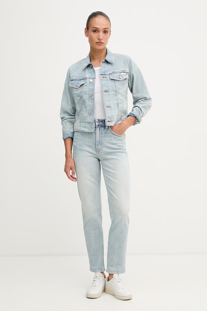 Calvin Klein Jeans mom kavbojke ženske LV047G793G modra AW26