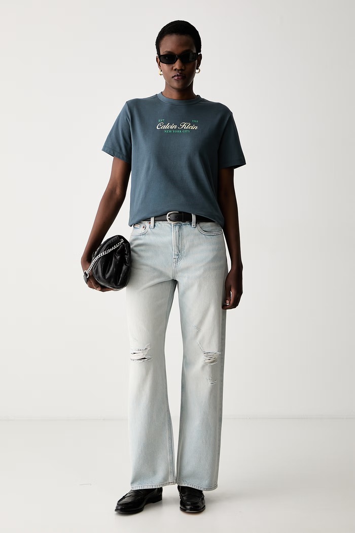 Calvin Klein Jeans ravne kavbojke ženske LV047F724G modra AW26