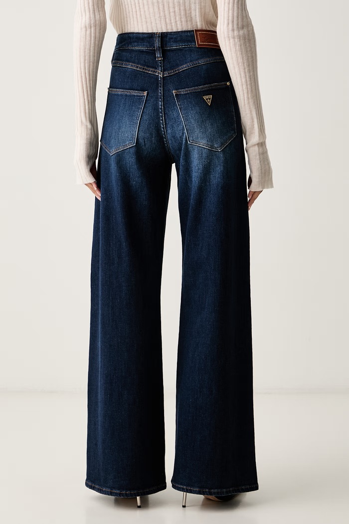 Odzież Guess jeansy relaxed fit damskie BELLFLOWER W6YA82.D1334 niebieski