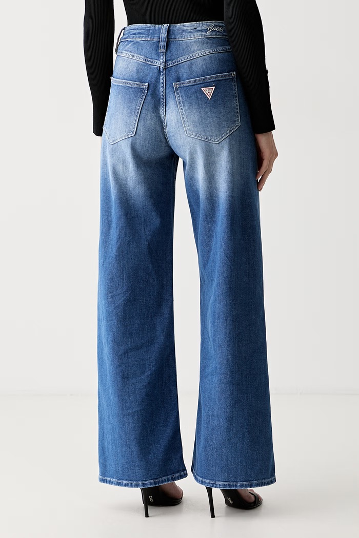Дрехи Guess дънки wide leg дамски BELLFLOWER W6YA82.D1331 син