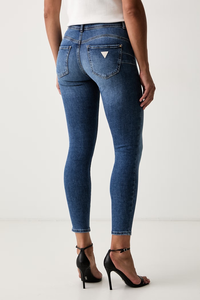 Odjeća Guess skinny traperice za žene SHAPE UP W6YA34.D1594 plava