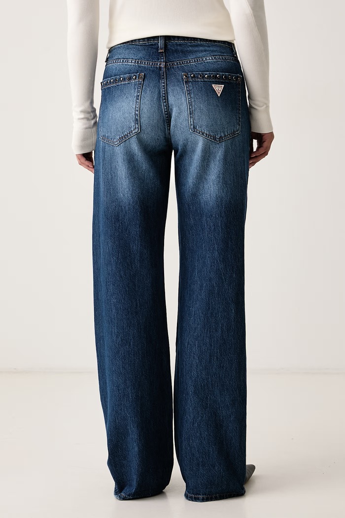 Odzież Guess Jeansy straight damskie W6YA3W.D1356 niebieski