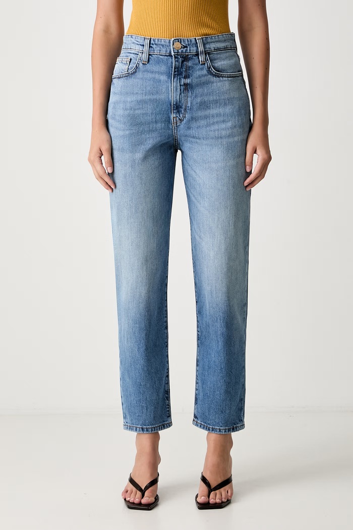 Guess jeansy mom fit damskie NEW MOM niebieski W6YA3J.D1542