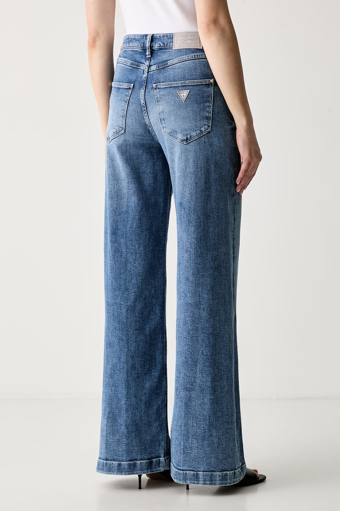 Ρούχα Guess τζιν wide leg γυναικεία BELLAGIO W6YA1C.D1337 μπλε