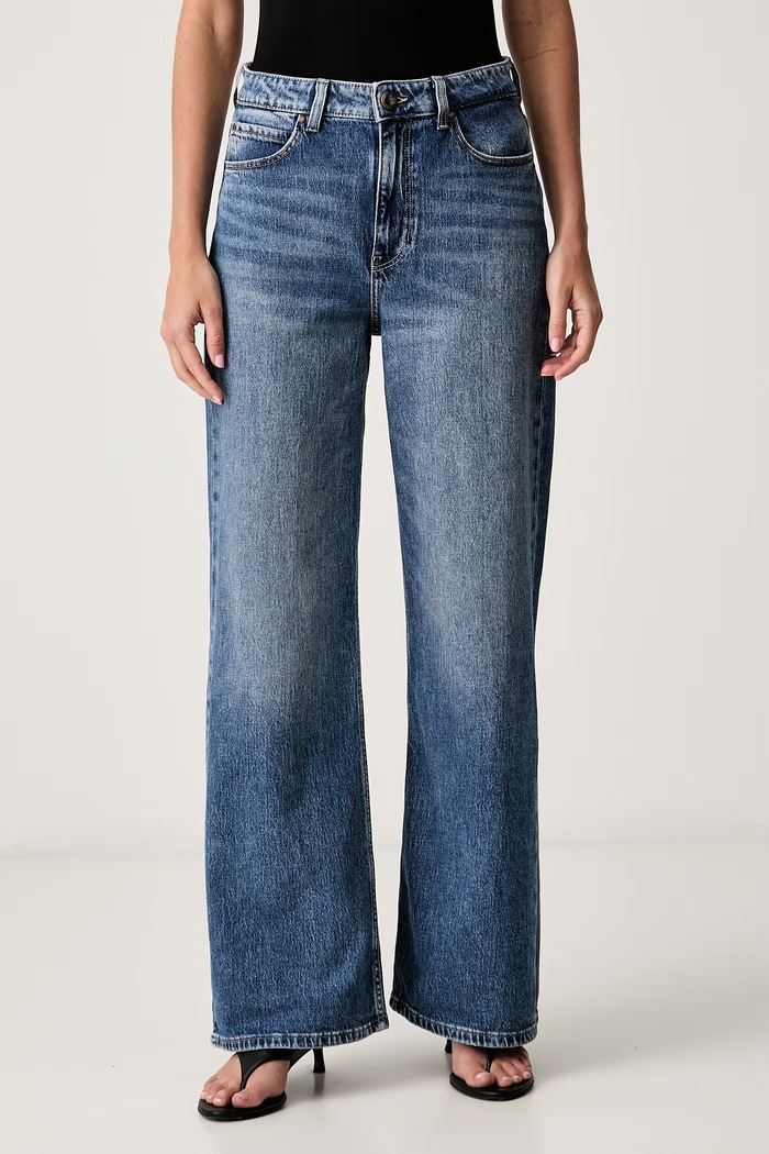 Guess jeansy wide leg damskie SEXY FLARE niebieski W6YA1A.D1340