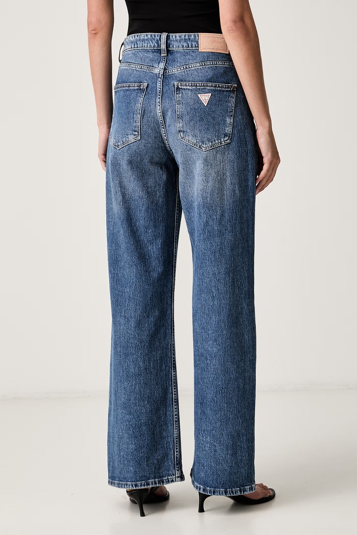 Odzież Guess jeansy wide leg damskie SEXY FLARE W6YA1A.D1340 niebieski