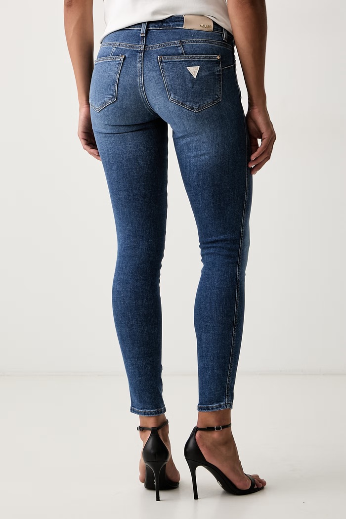 Odjeća Guess skinny traperice za žene CURVE X W6YAJ2.D1583 plava