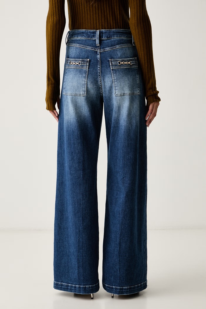 Oblečenie Guess rifle wide leg dámske BELLAGIO W6YAJG.D1355 modrá