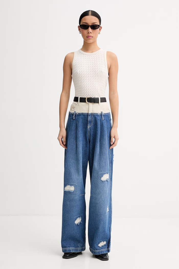 MUNTHE rifle wide leg dámske NEZZA 262140026205 modrá AW26