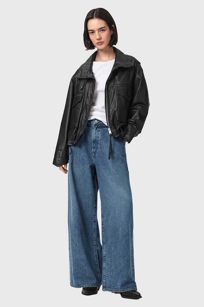 Oblečenie AllSaints rifle wide leg dámske HAZE W047EE modrá