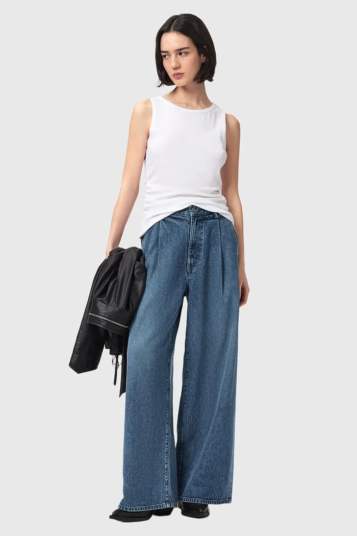 AllSaints rifle wide leg dámske HAZE modrá W047EE