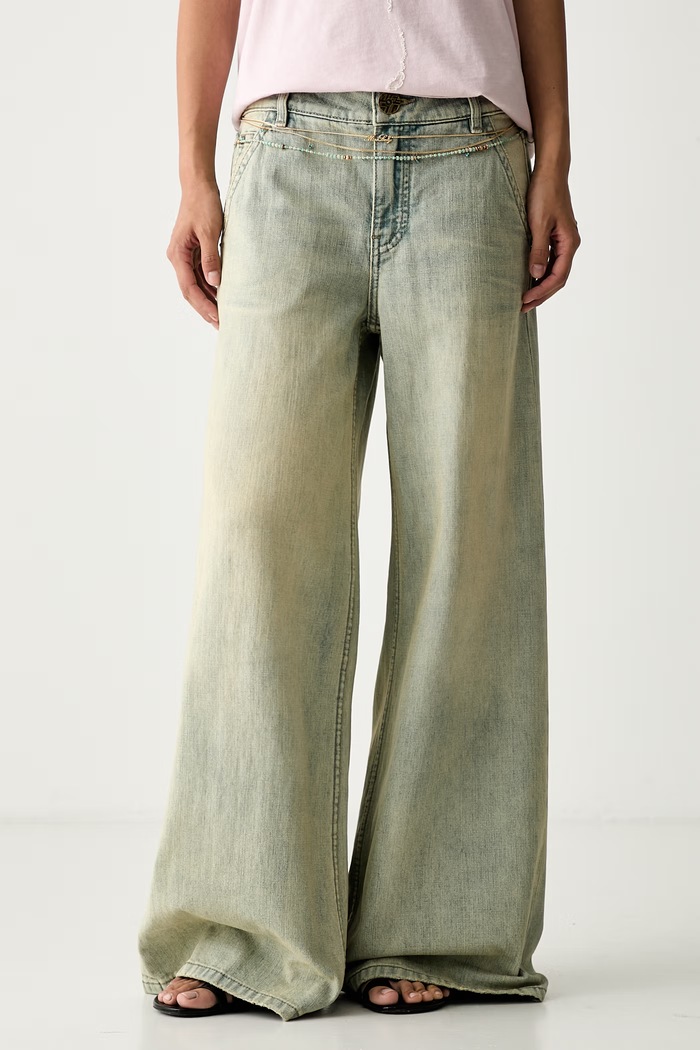 Miss Sixty jeansy wide leg damskie niebieski 6M2JJ4450A