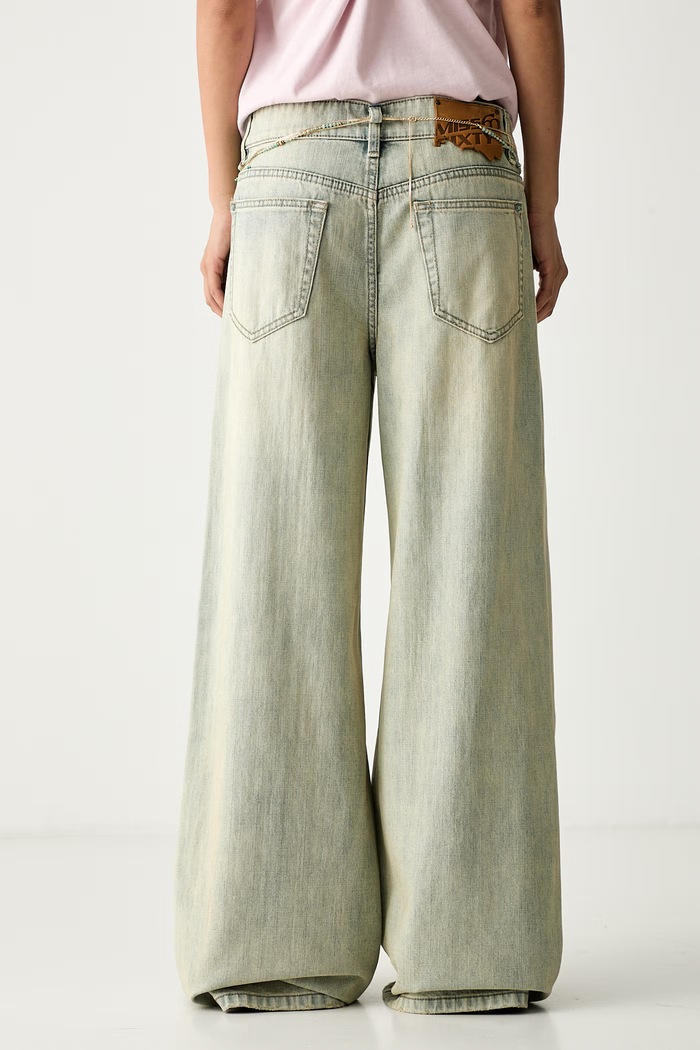Odzież Miss Sixty jeansy wide leg damskie 6M2JJ4450A niebieski