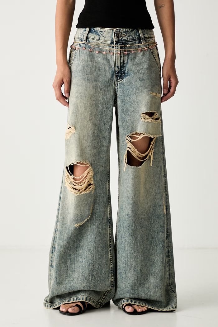 Miss Sixty jeansy wide leg damskie niebieski 6M2JJ44500