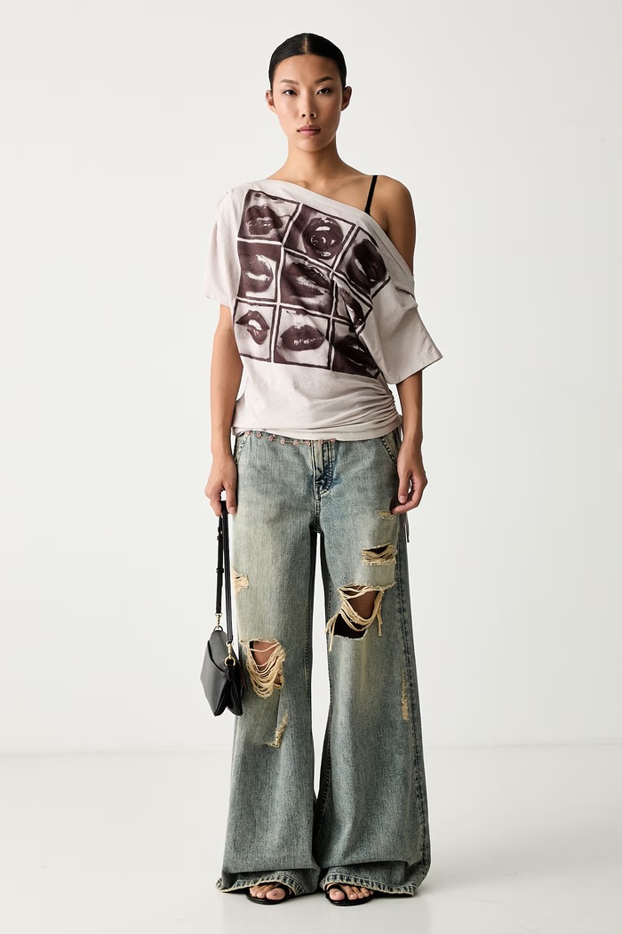 Miss Sixty jeansy wide leg damskie 6M2JJ44500 niebieski AW26
