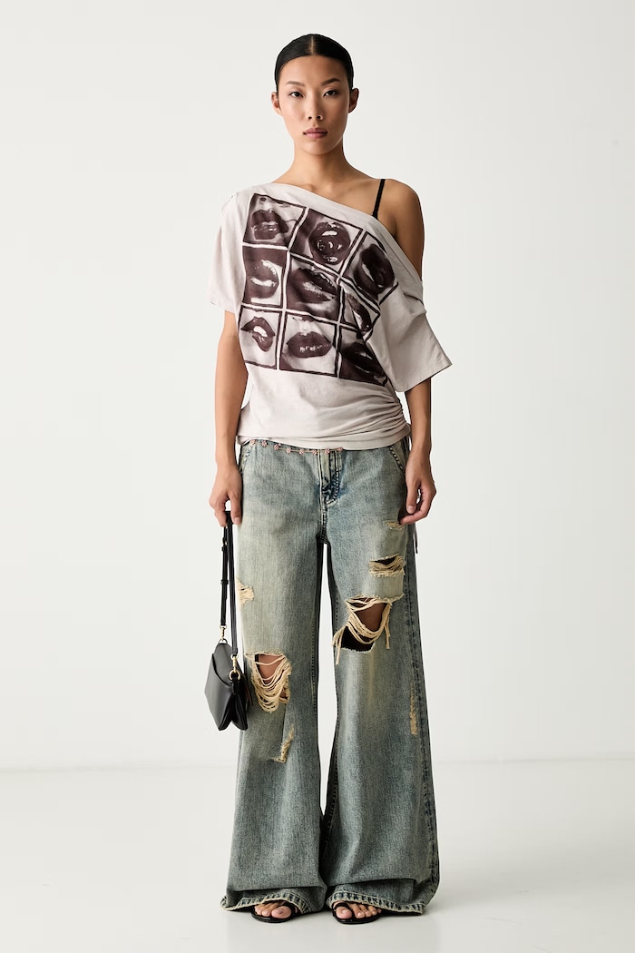 Miss Sixty jeansy wide leg damskie 6M2JJ44500 niebieski AW26