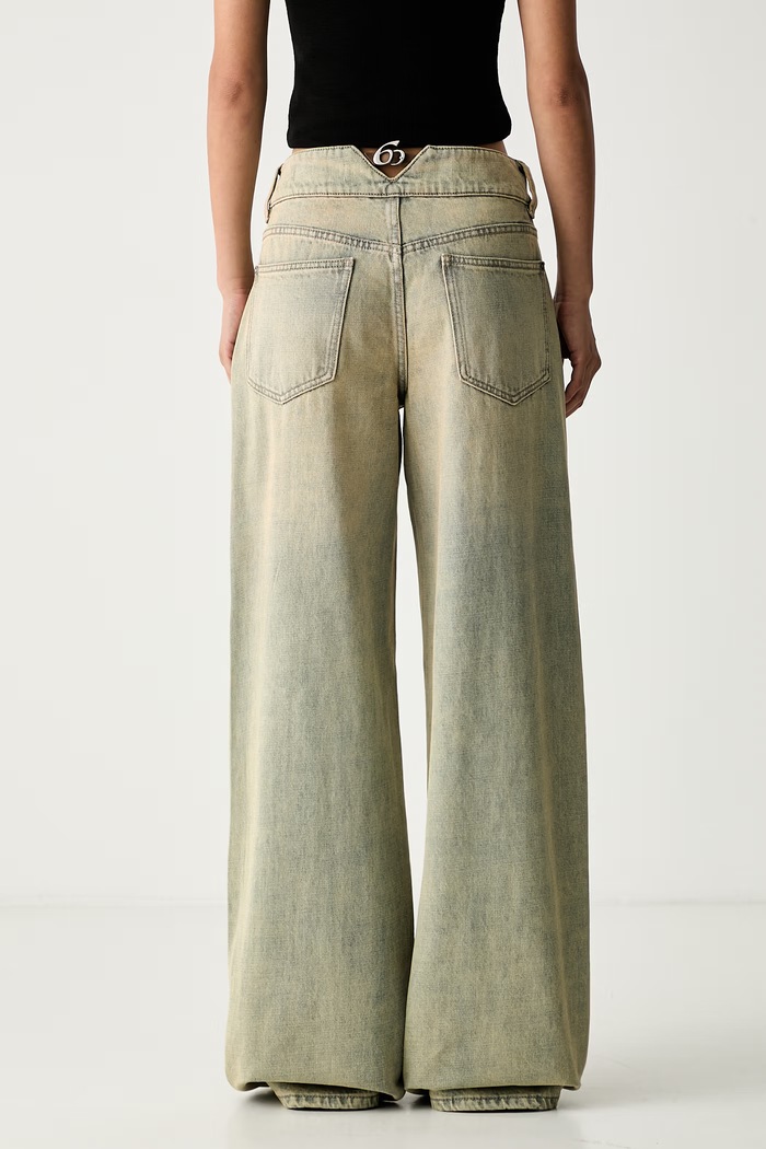 Odzież Miss Sixty jeansy wide leg damskie 6M2JJ43400 niebieski