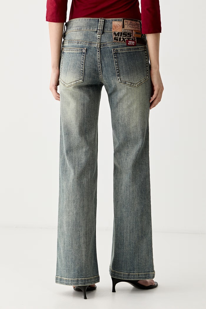 Odzież Miss Sixty jeansy flare damskie 6M2JJ42700 niebieski