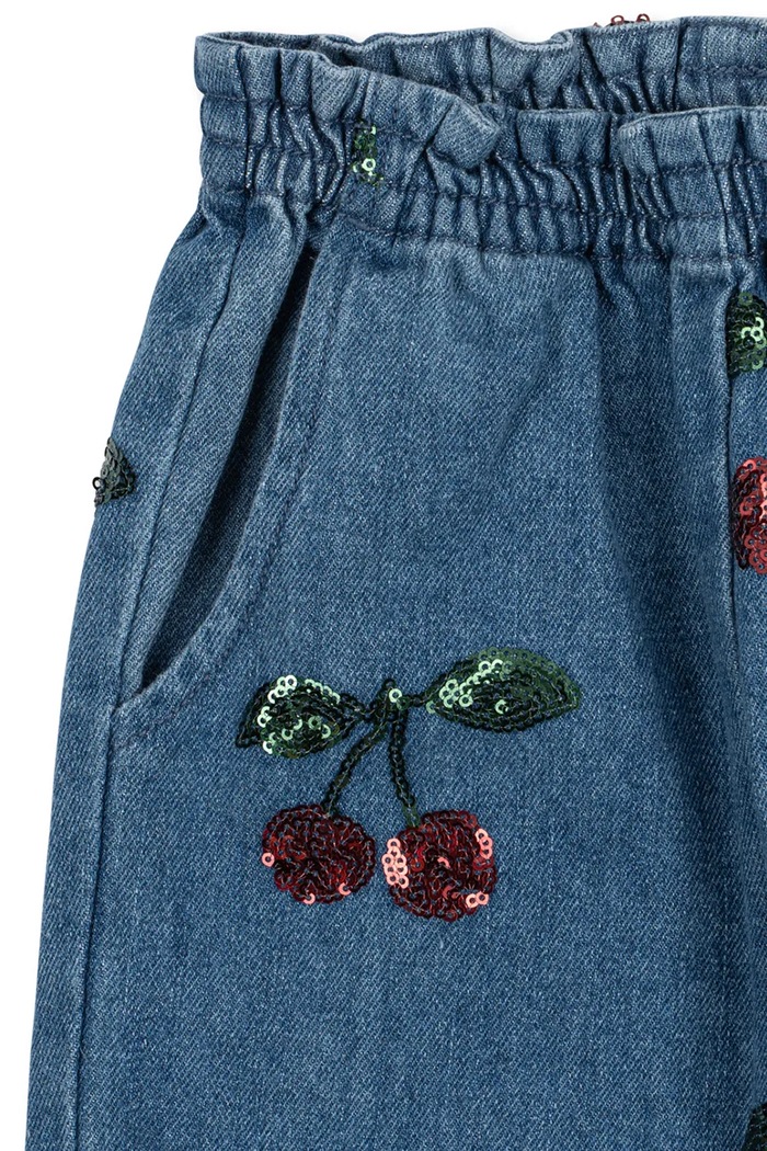 Dziewczynka Konges Sløjd Jeansy relaxed fit dziecięce MAGOT SEQUIN FRILL PANTS GOTS KS106546.9BY2 granatowy