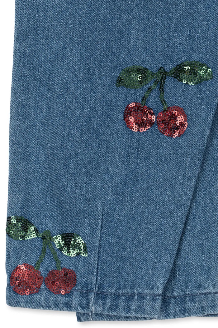 Jeansy relaxed fit dziecięce MAGOT SEQUIN FRILL PANTS GOTS Konges Sløjd KS106546.9BY2 granatowy