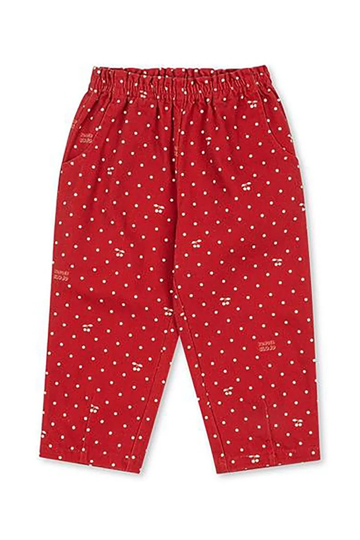 Konges Sløjd Jeansy relaxed fit dziecięce MAGOT FRILL PANTS GOTS czerwony KS106539.9BY2