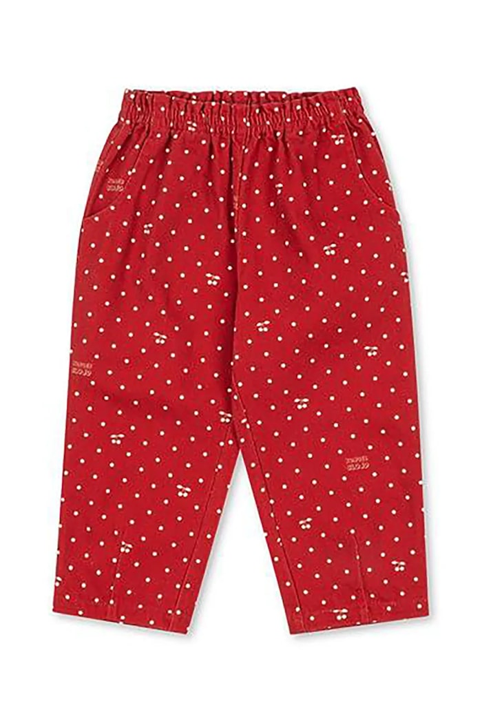 Konges Sløjd Jeansy relaxed fit dziecięce MAGOT FRILL PANTS GOTS czerwony KS106539.9BY2