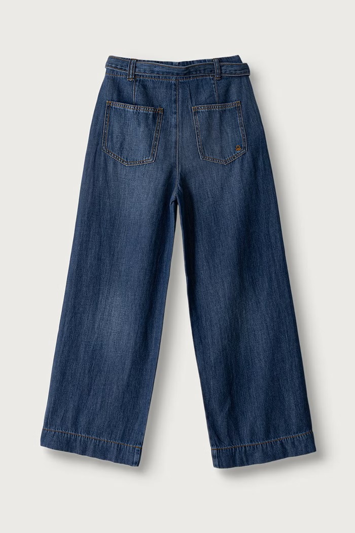 United Colors of Benetton Rifle wide leg detské 4KGZCF060.G.Seasonal tmavomodrá AW26