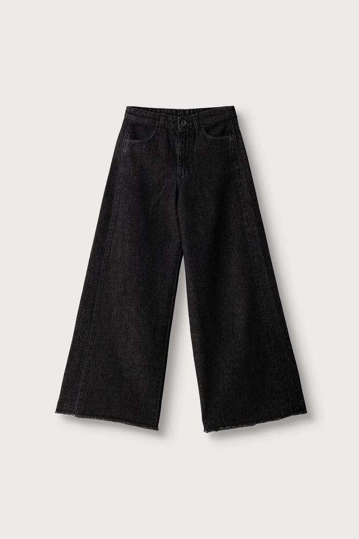 Patrizia Pepe Τζιν wide leg παιδικά D0034 μαύρο 7P0029